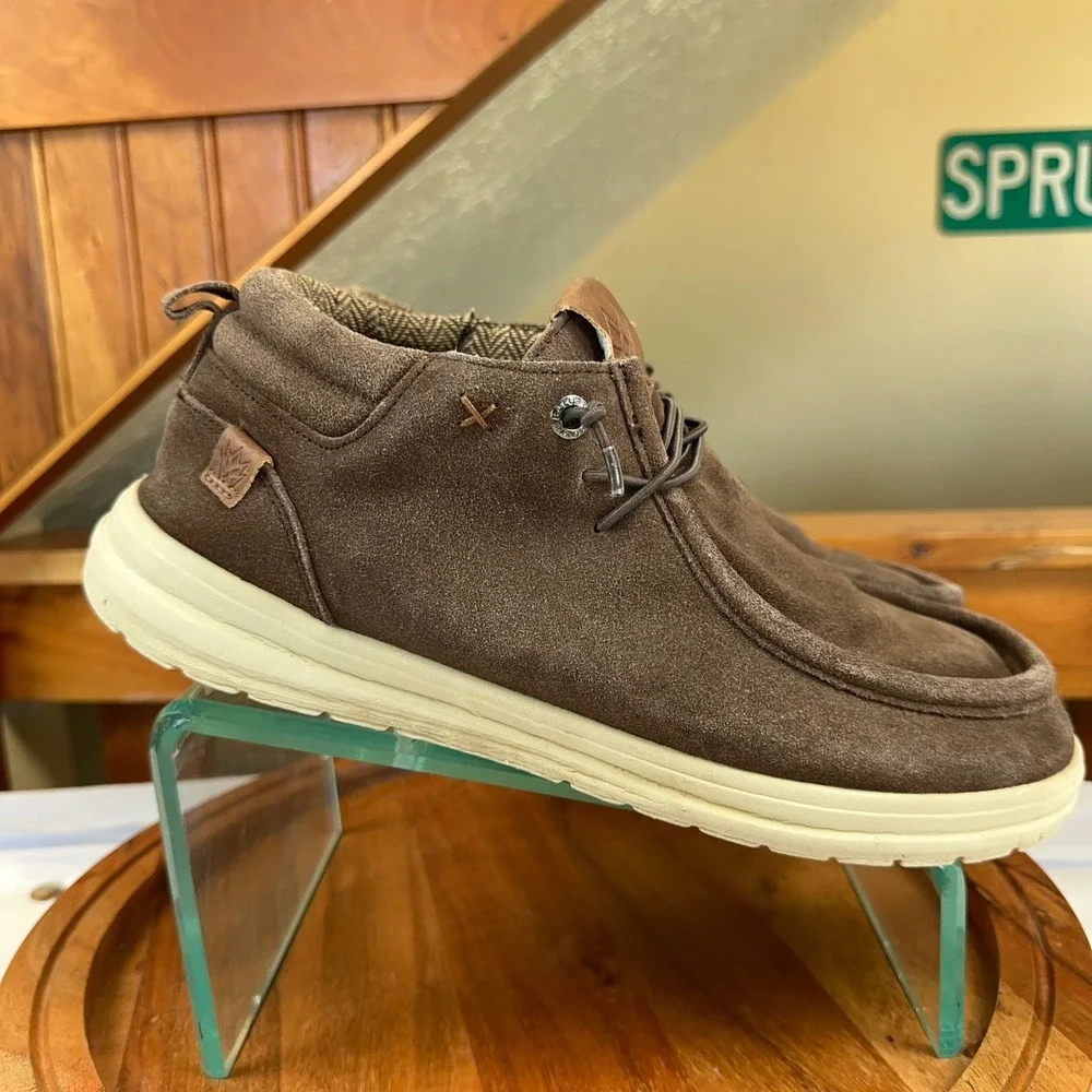 Mucho Mahalo Scott Grip Chocolate Brown Suede Chukka Boots Slip On Shoes Brown